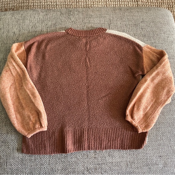 Madewell Colorblock Sweater with Rust and Cream Tones, Small - Picture 4 of 4